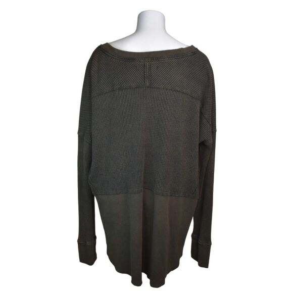 Free People We The Free Thermal Tunic Washed Black Oversized Thumb Holes Large - Picture 3 of 7
